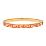 Halcyon Days Chain Enamel Hinged Bangle, Orange
