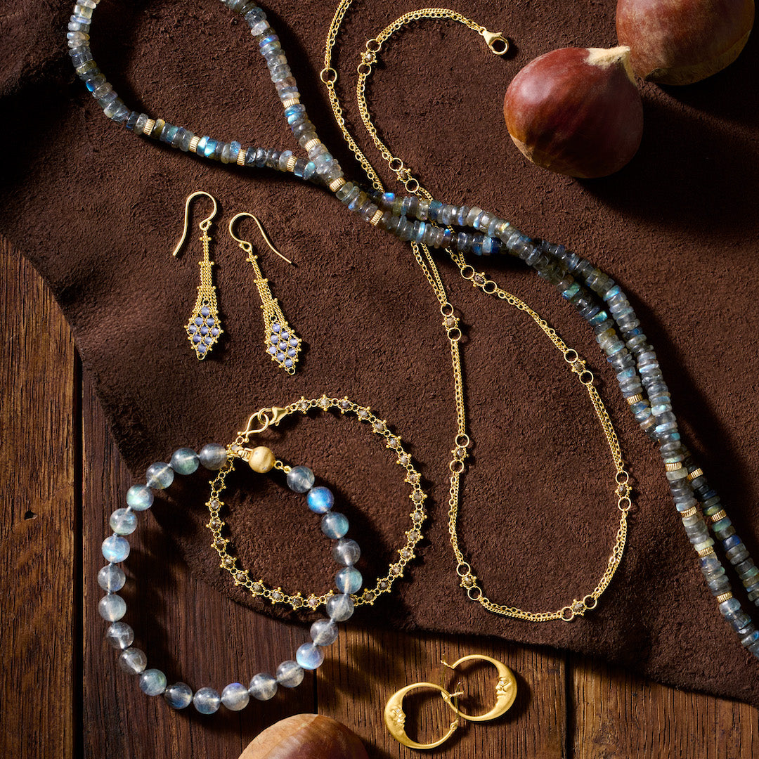 Labradorite & Gold Rope Necklace