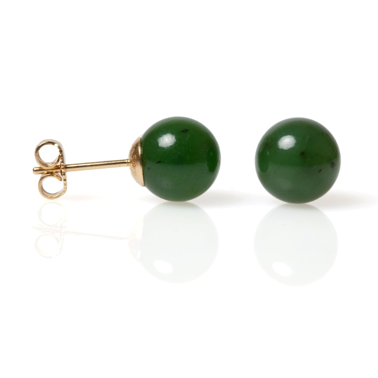 Gump's Signature 10mm Green Nephrite Jade Bead Earrings