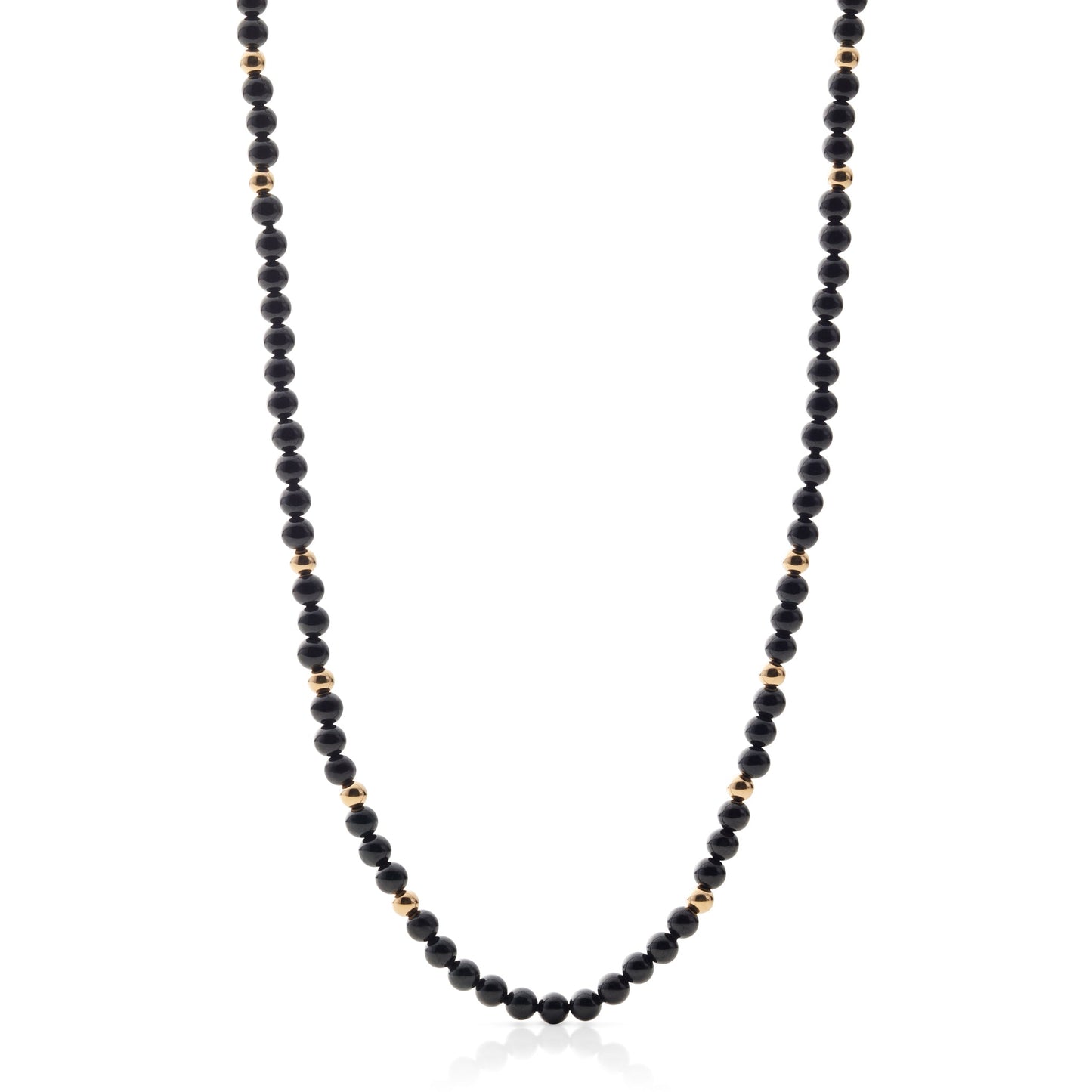 Black Jade & Gold Station Rope Necklace