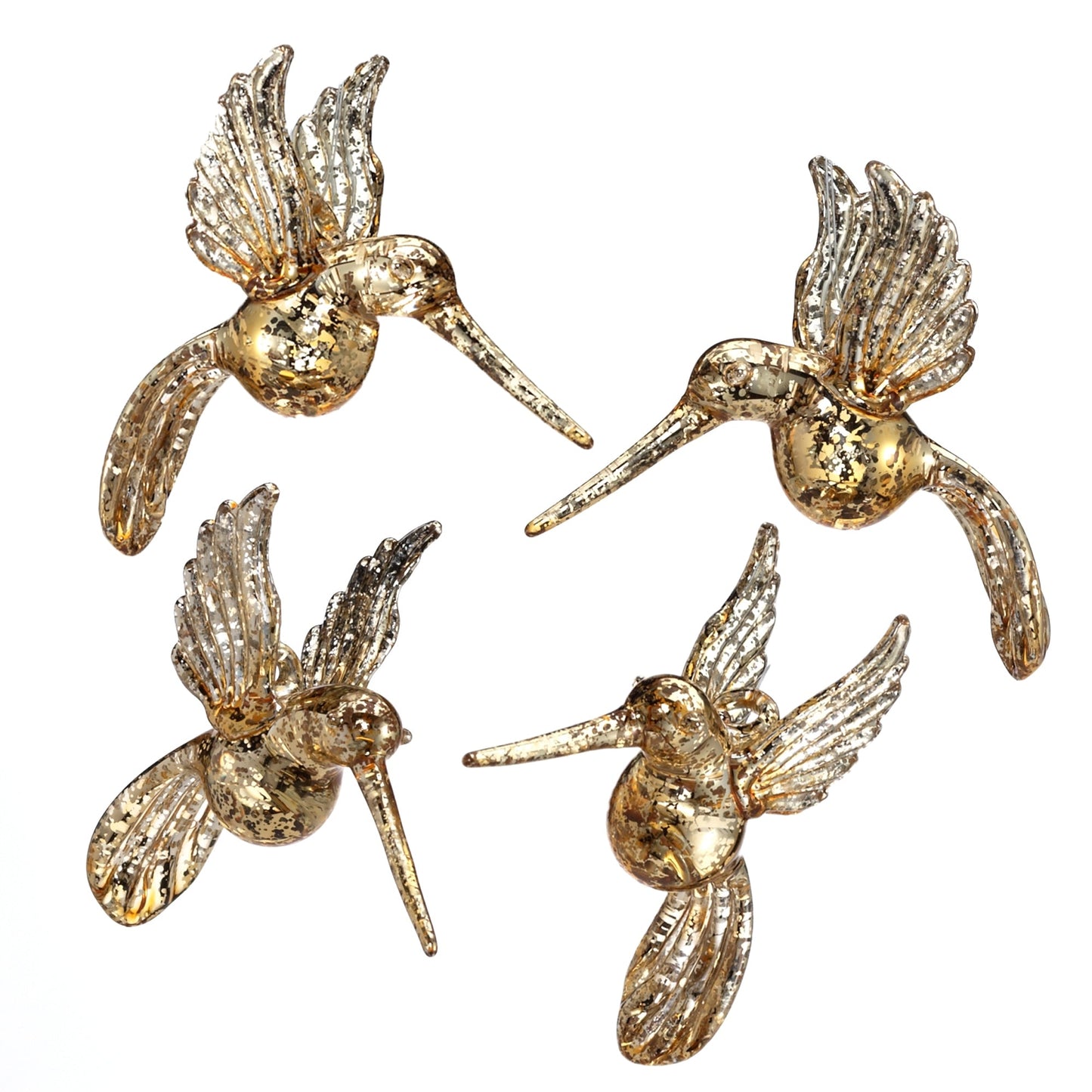 Gold Hummingbird Ornaments, Set of 4