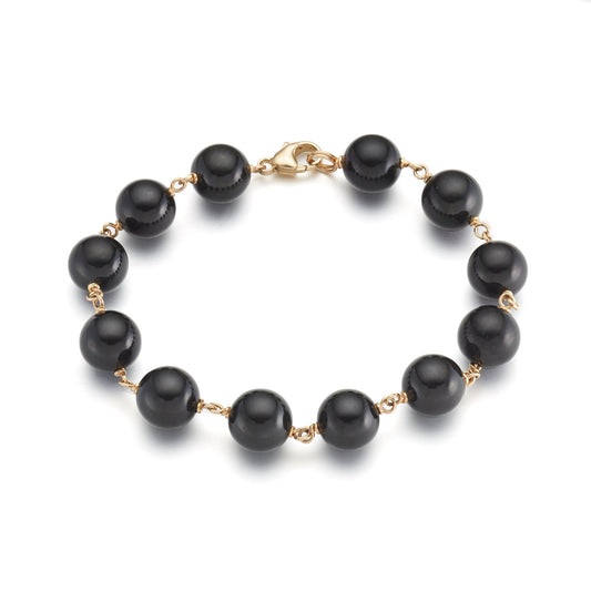 Gump's Signature 10mm Black Jade & Gold Bracelet