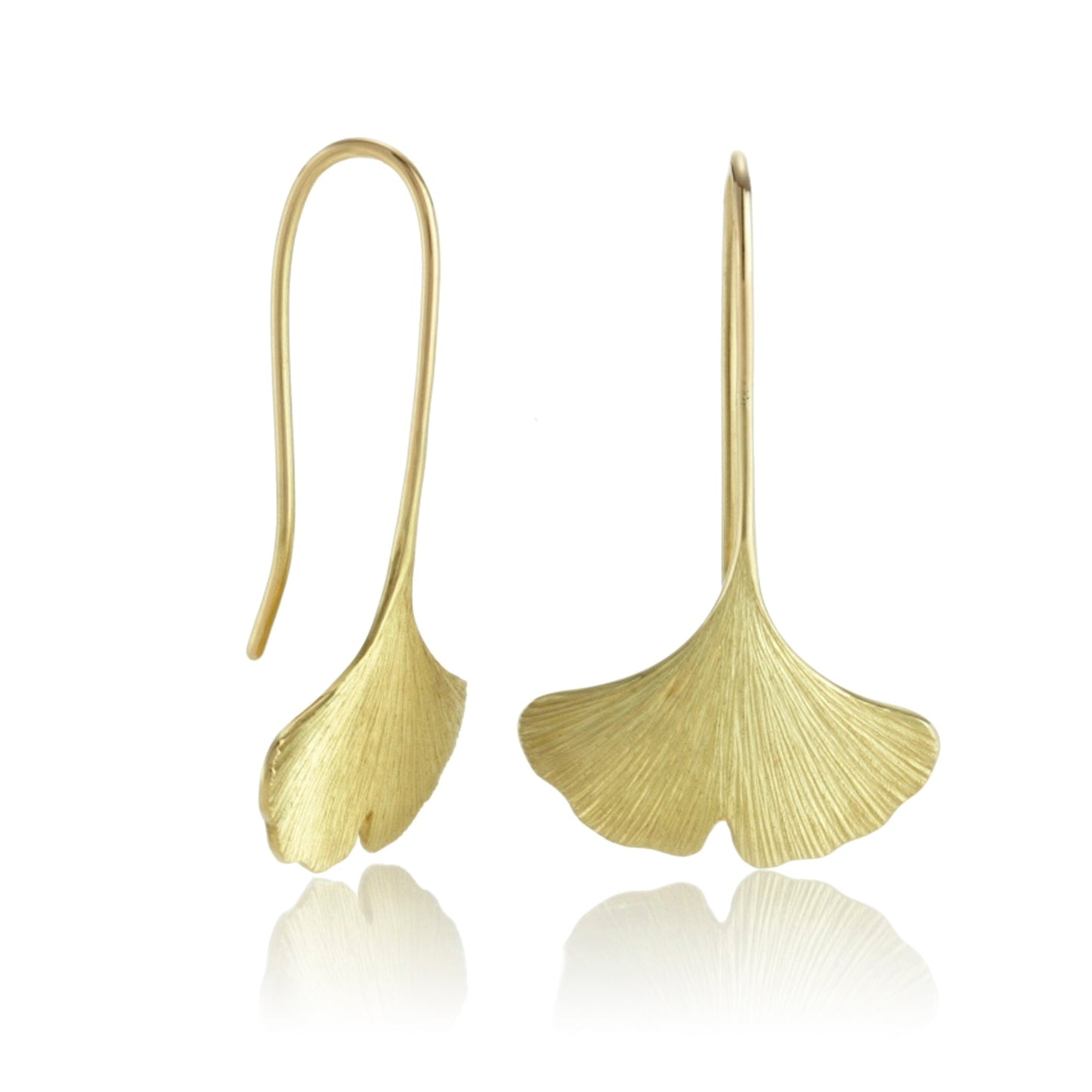 Brushed Gold Ginkgo Leaf Drop Earrings