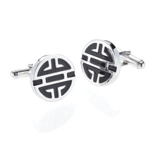 Gump's Signature Silver Shou & Black Enamel Cufflinks