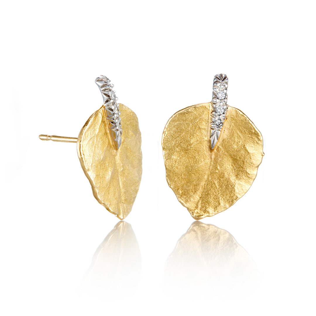 Diamond Aspen Leaf Earrings