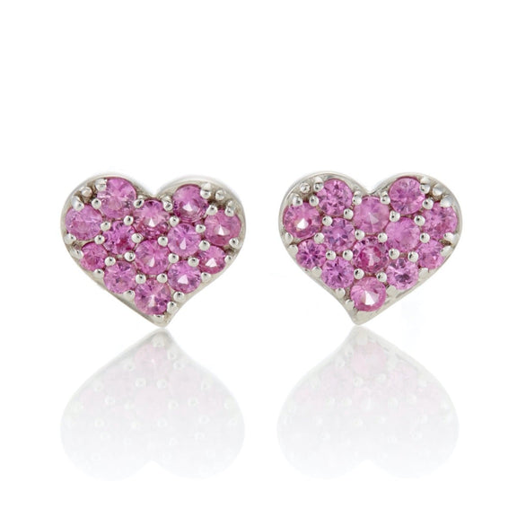 Gump's Signature Pink Sapphire Pavé Heart Earrings