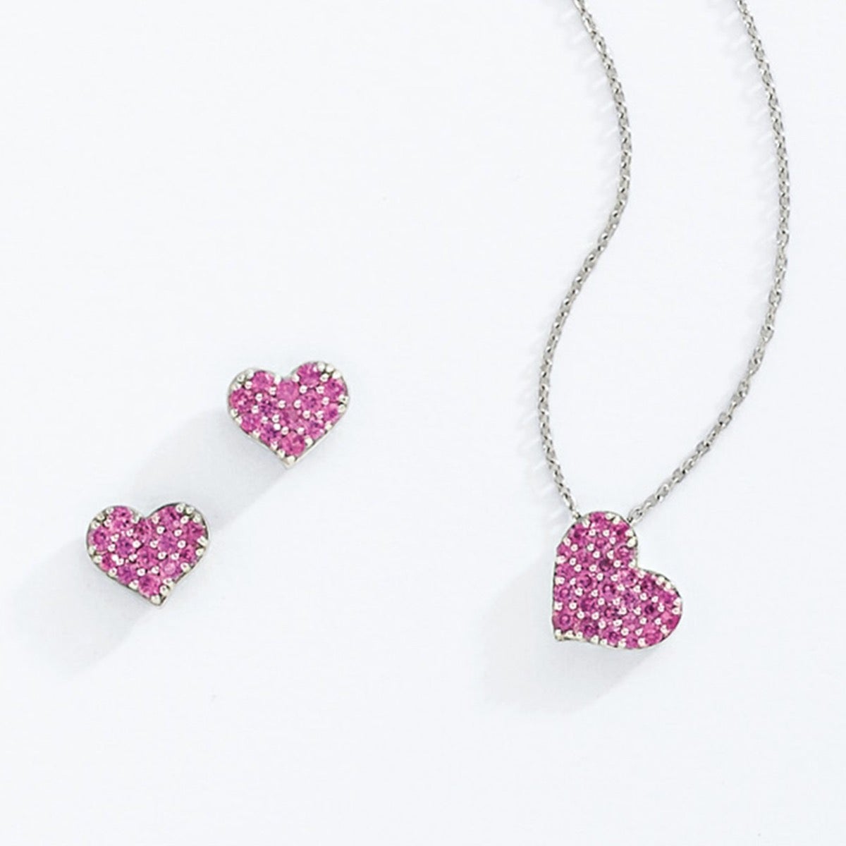 Pink Sapphire Pavé Heart Earrings