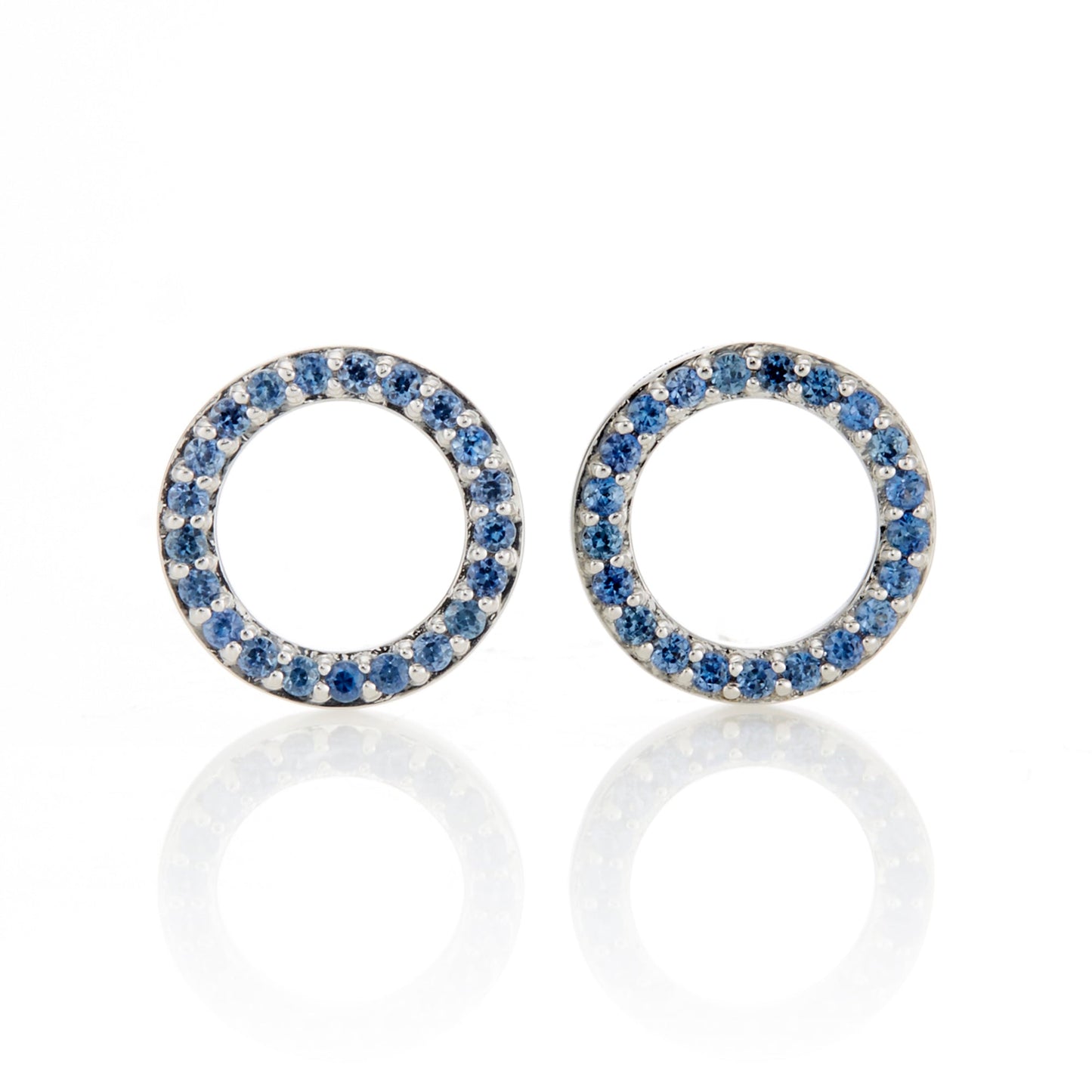 Blue Sapphire Open Circle Earrings