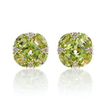 Gump's Signature Quadrille Stud Earrings in Peridot & Diamonds