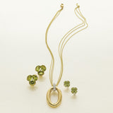 Peridot and Diamond Quadrille Stud Earrings