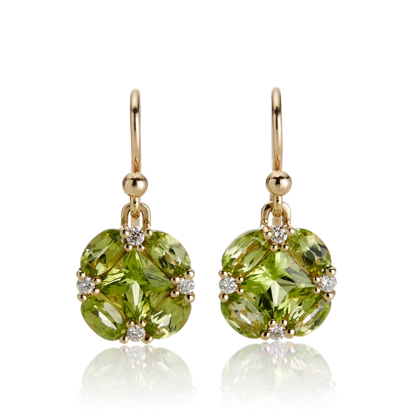 Gump's Signature Quadrille Drop Earrings in Peridot & Diamonds