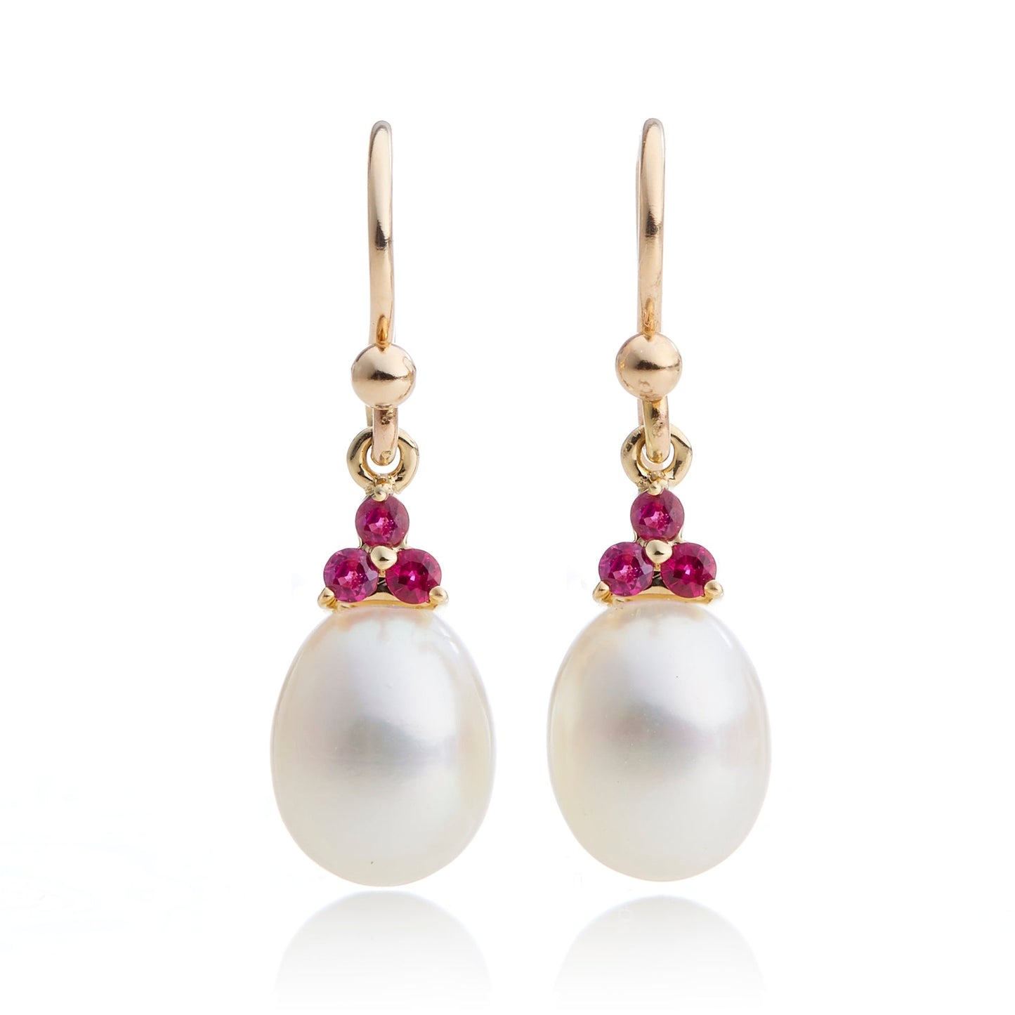 Gump's Signature Madison Drop Earrings in Pearls & Rubies