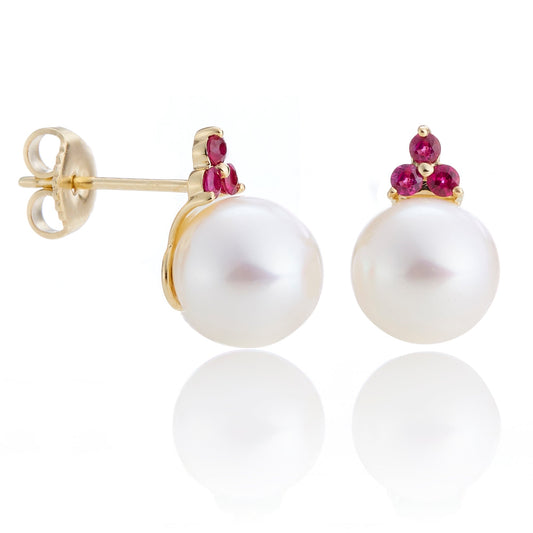 Madison Earrings in Pearls & Rubies