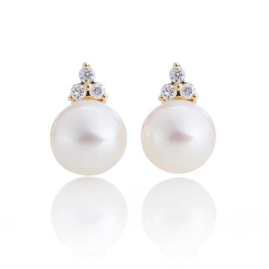 Gump's Signature Madison Earrings in Pearls & Diamonds