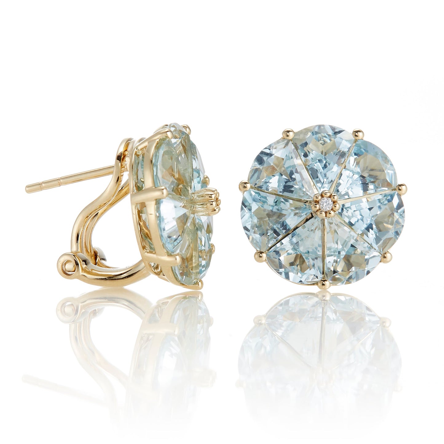 Pinwheel Earrings in Aquamarine & Diamonds