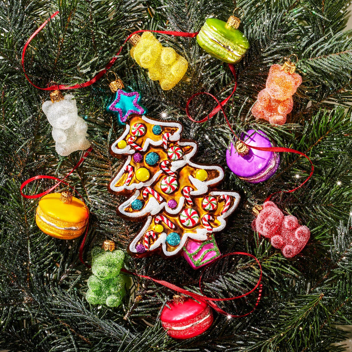 Frosted Gummy Bear Ornaments, Set of 5