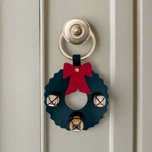 Green Wreath Leather Door Hanger