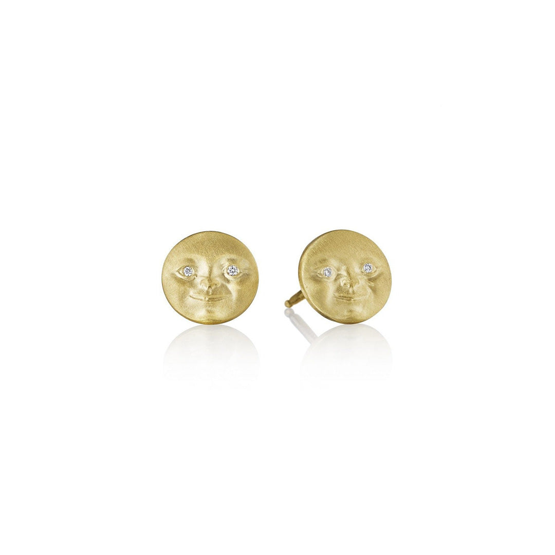 Anthony Lent Small Moonface Stud Earrings