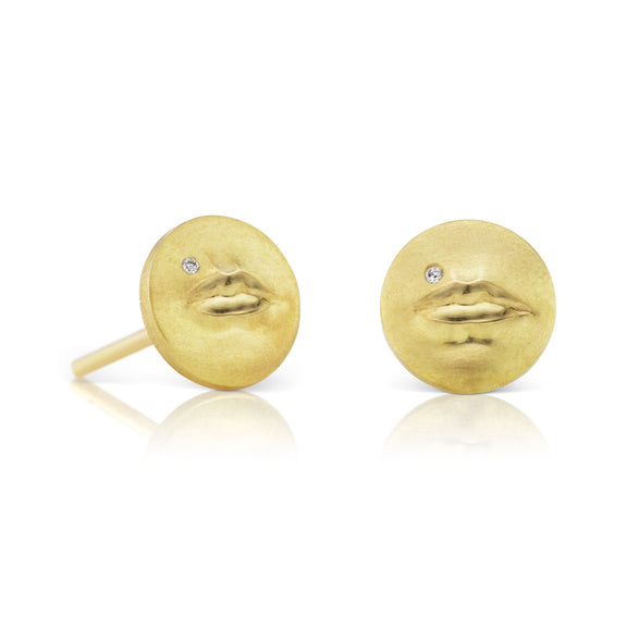 Anthony Lent Tiny Kiss Me Stud Earrings