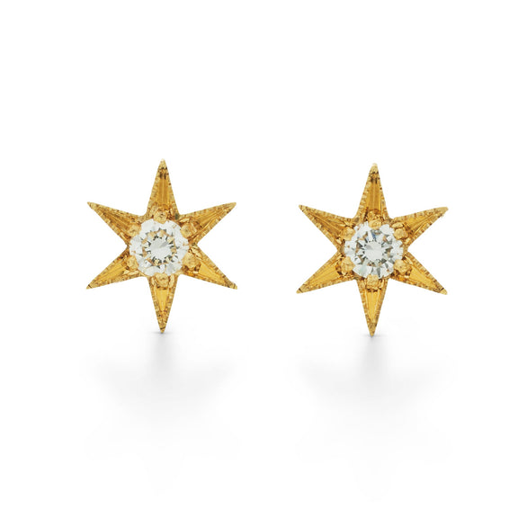 Anthony Lent Petite Six Point Star Stud Earrings