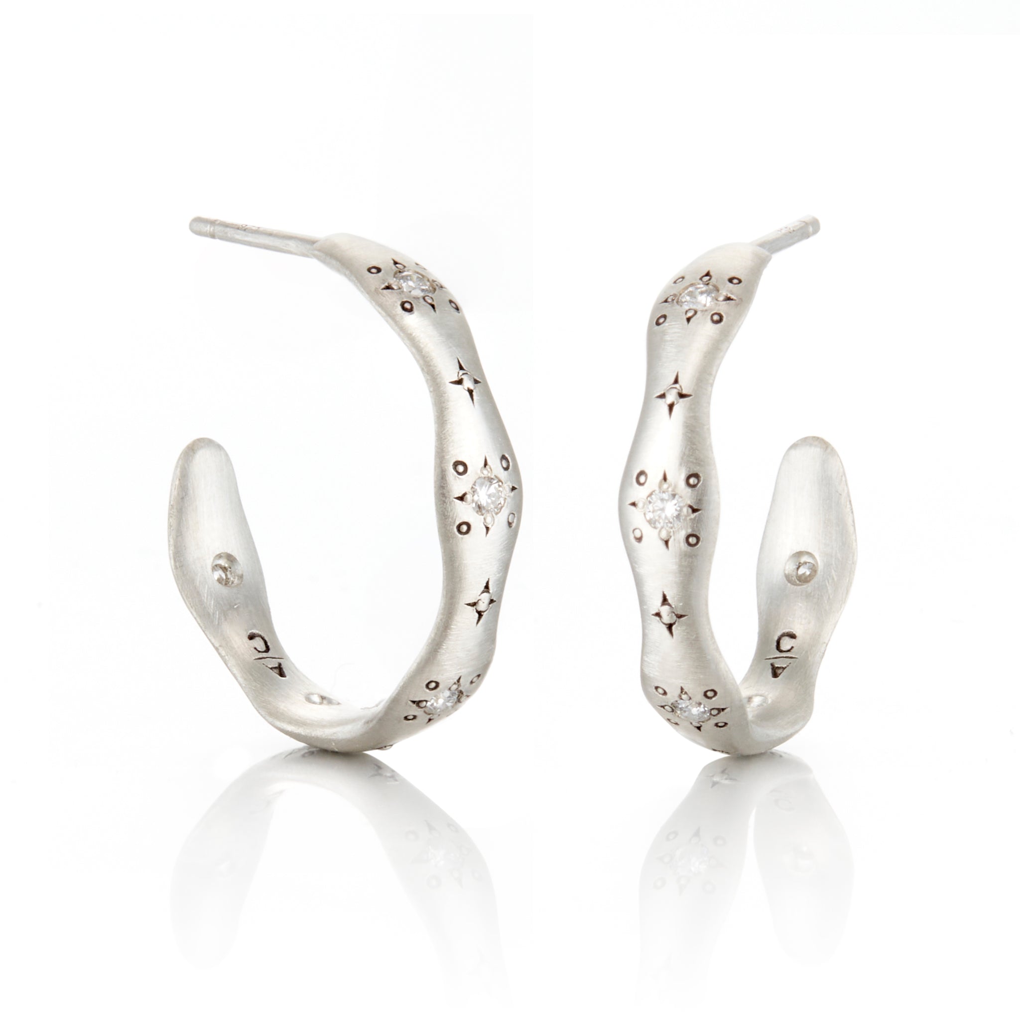 Adel Chefridi Diamond Wavy Hoop Earrings
