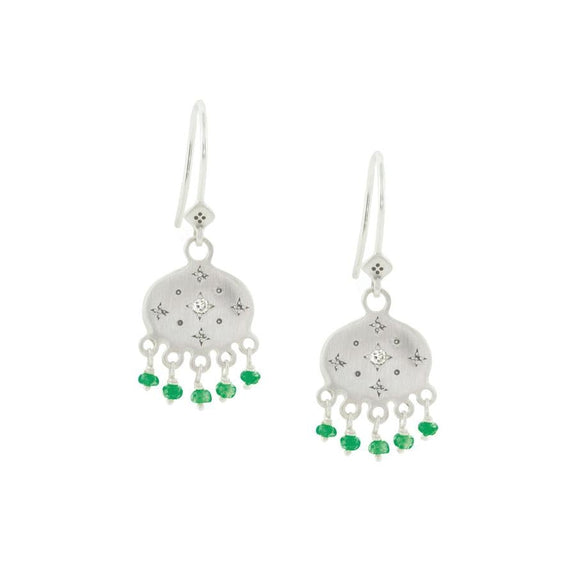 Adel Chefridi Emerald & Diamond New Moon Earrings