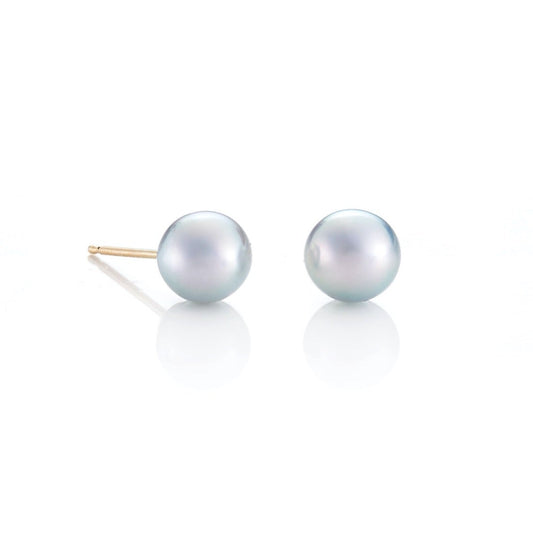 6mm Silver Blue Akoya Pearl Earrings