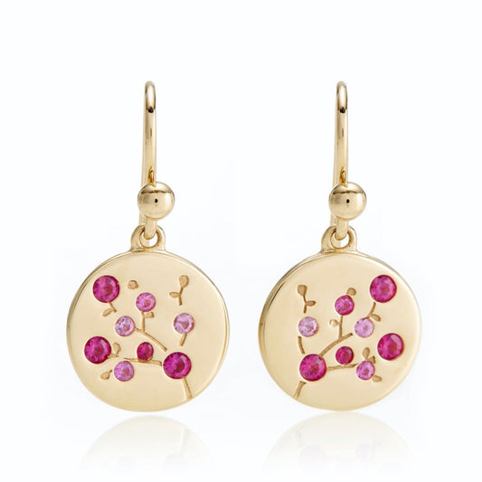 Gump's Signature Pink Sapphire Cherry Blossom Earrings