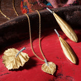 Olive Leaf & Diamond Earrings