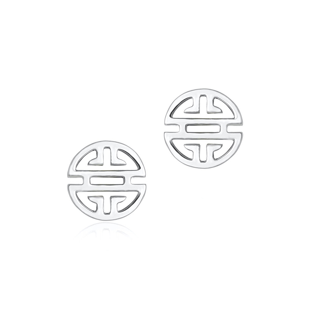 Sterling Silver Shou Stud Earrings