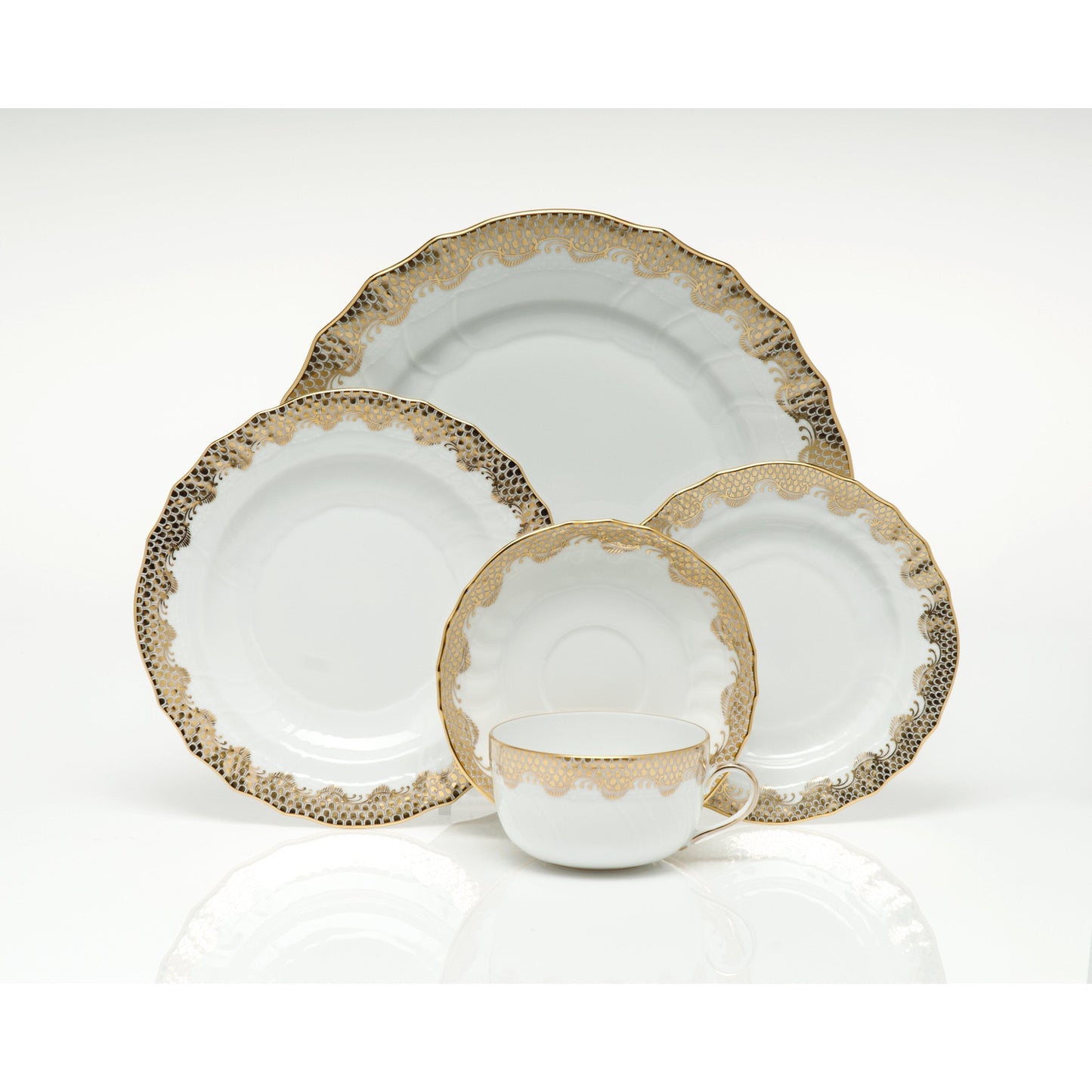 Fish Scale Dessert Plate, Gold