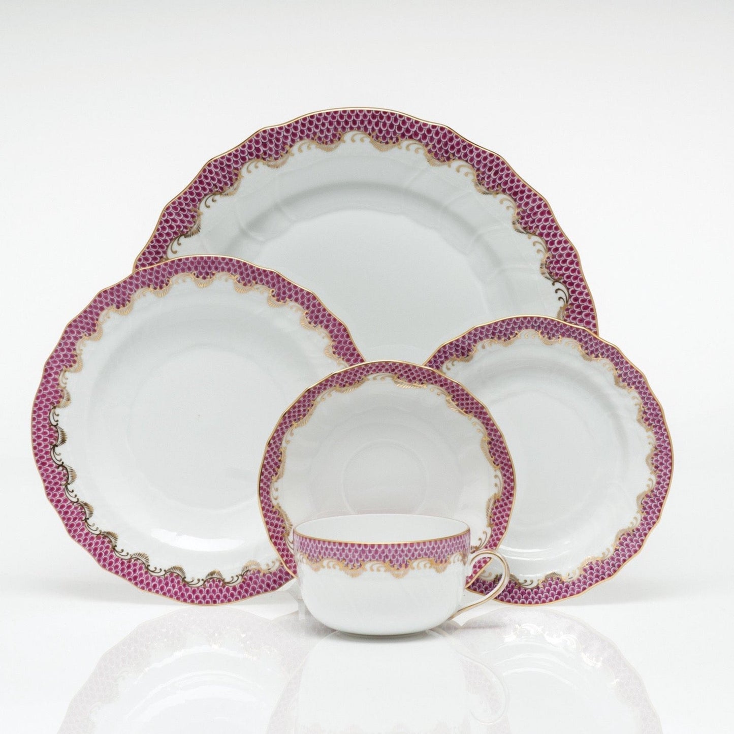 Fish Scale Canton Tea Saucer, Pink