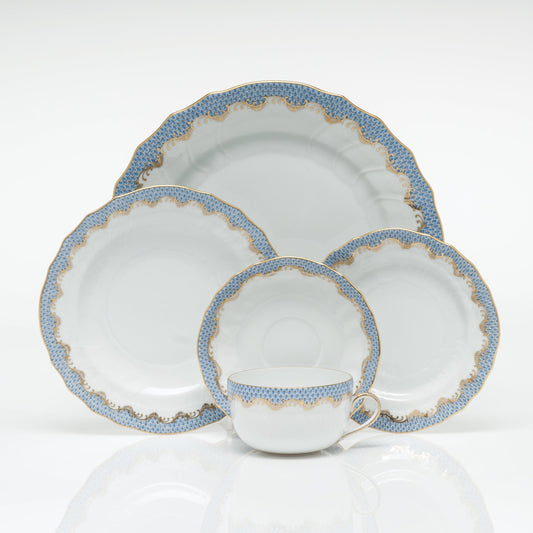 Fish Scale Canton Tea Saucer, Light Blue