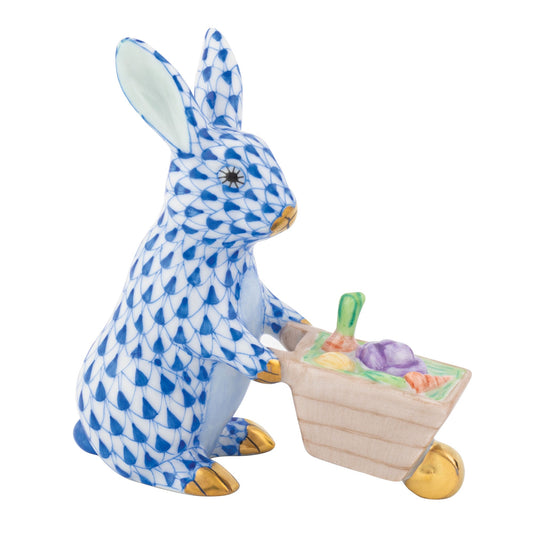 Herend Wheelbarrow Bunny, Blue