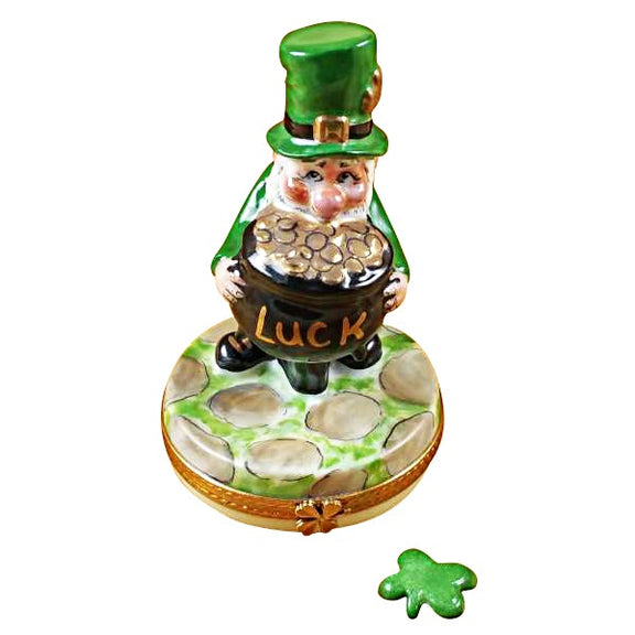 Leprechaun with Four-Leaf Clover Limoges