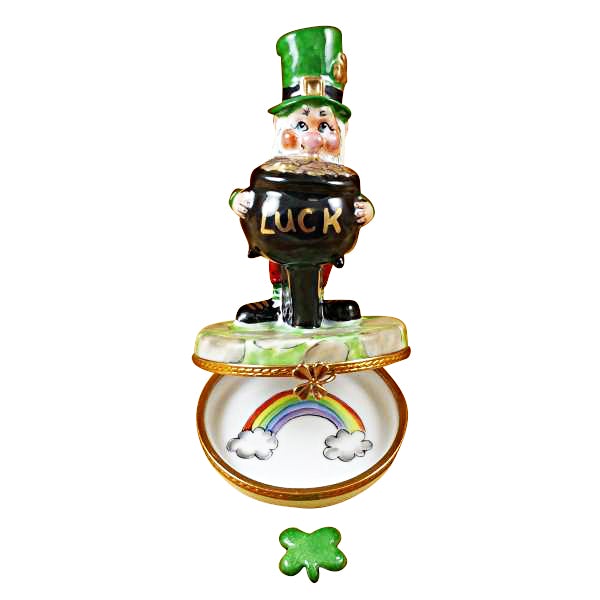 Leprechaun with Four-Leaf Clover Limoges