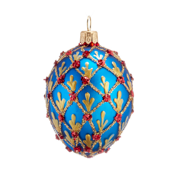 Cobalt with Gold Scale Mini Egg Ornament