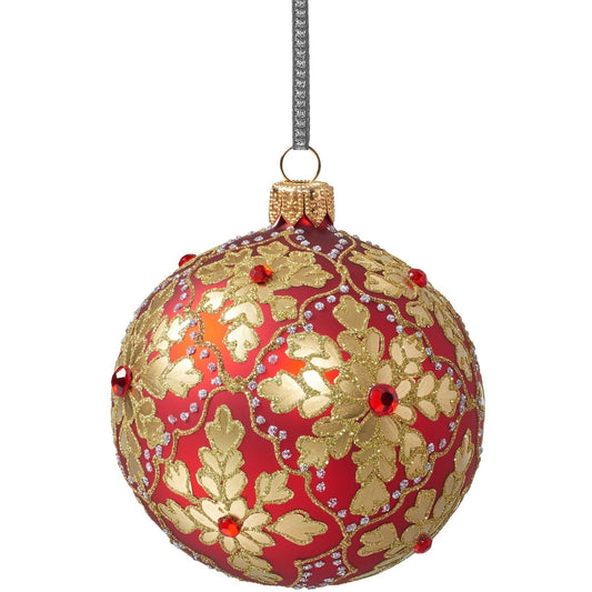 Regal Gold on Red Ball Ornament