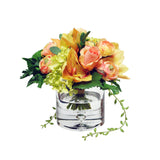 Ranunculus & Orchids in Glass Vase