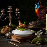 Majolica Pheasants Covered Soup Bowl