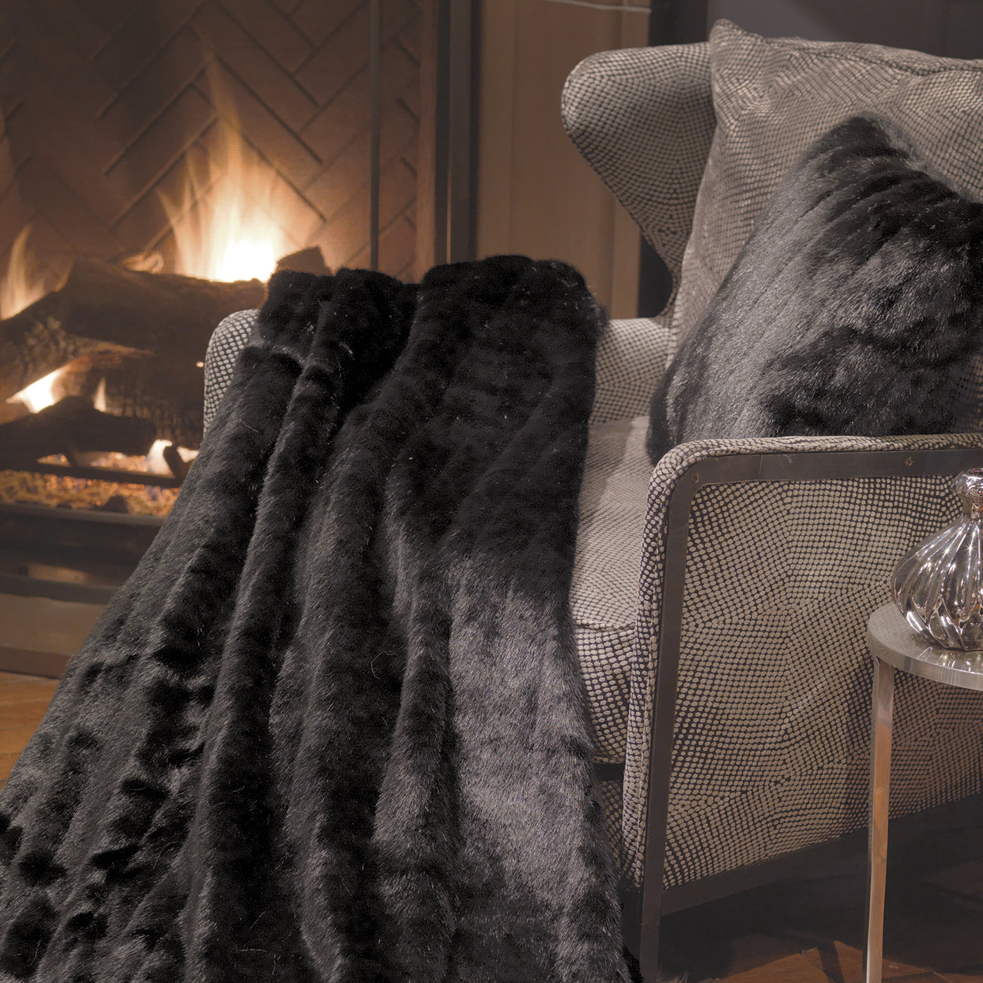 Black Faux Mink Throw