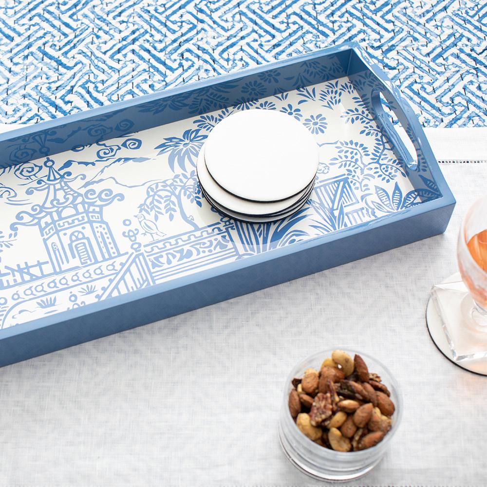 Pagoda Toile Lacquer Bar Tray