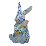 Herend Bunny with Blossom, Blue