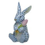 Herend Bunny with Blossom, Blue