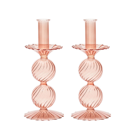 Kim Seybert Bella Candleholders, Set of 2 Blush