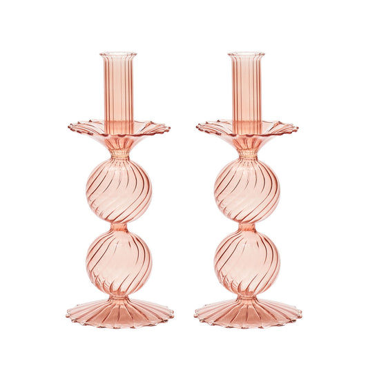 Kim Seybert Bella Candleholders, Set of 2 Blush