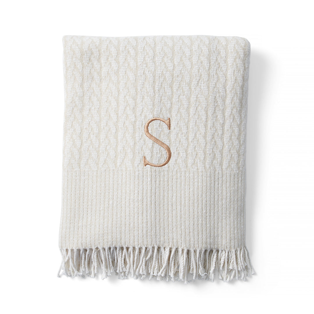 Personalized Cable-Knit Throw