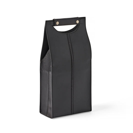Gump's Leather Wine Carrier, Double Black
