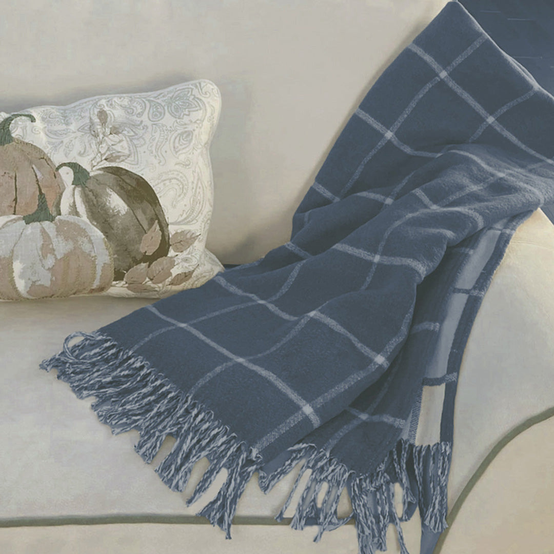 Windowpane Throw, Denim