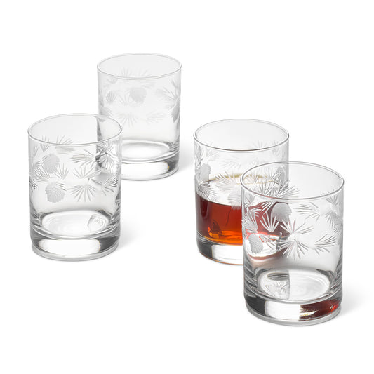 Woodland Pine Double Old-Fashioned Glasses, Set of 4